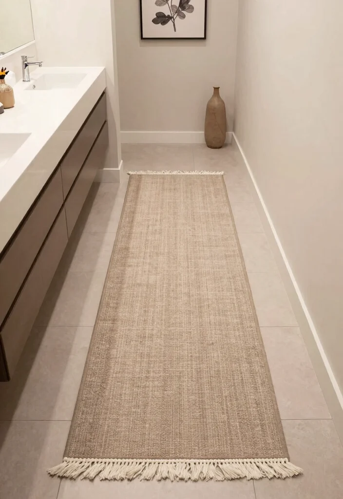 14 Bathroom Rug Placement Ideas That Actually Work 14 14 Bathroom Rug Placement Ideas That Actually Work - 4. Runner Rug for Long Spaces 1