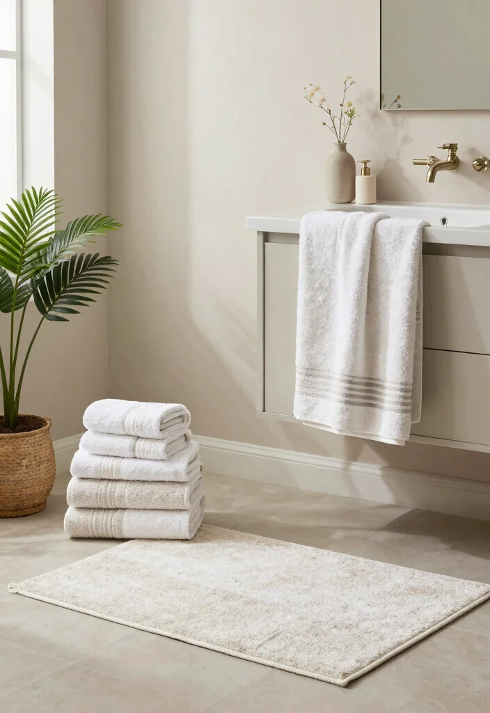 14 Bathroom Rug Placement Ideas That Actually Work 26 14 Bathroom Rug Placement Ideas That Actually Work - 6. Matching with Towels 1