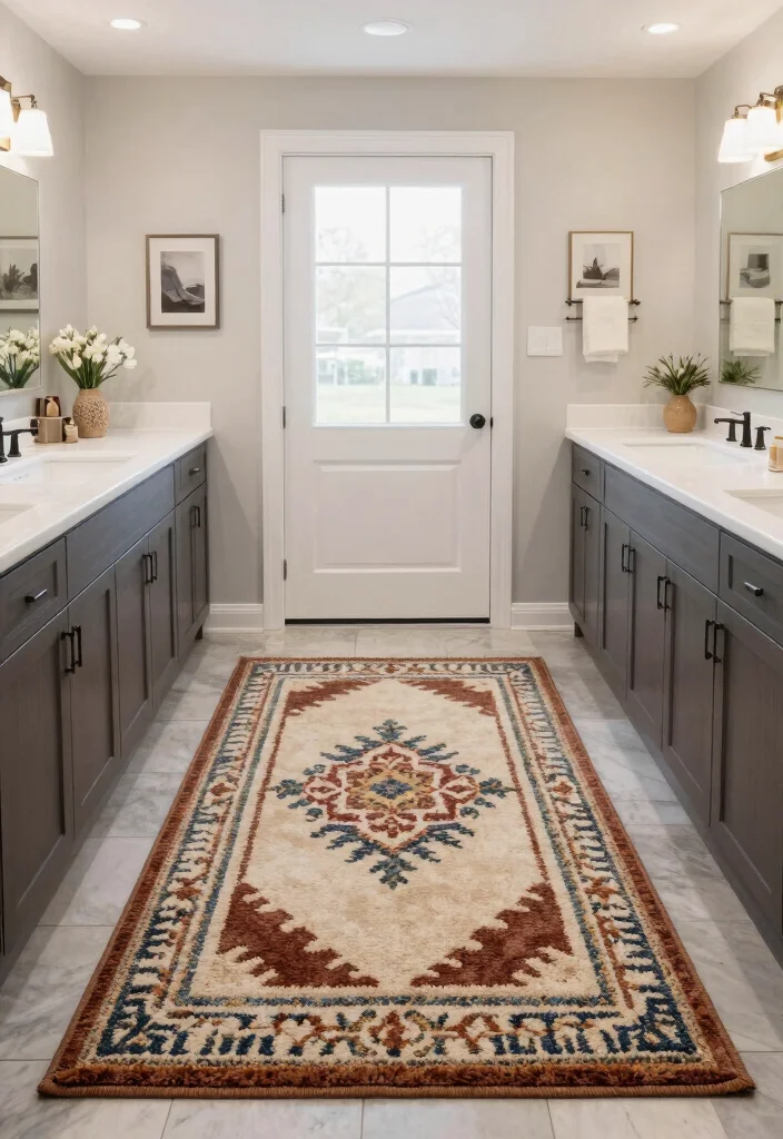 14 Bathroom Rug Placement Ideas That Actually Work 38 14 Bathroom Rug Placement Ideas That Actually Work - 8. Feature Rug with Open Space 1