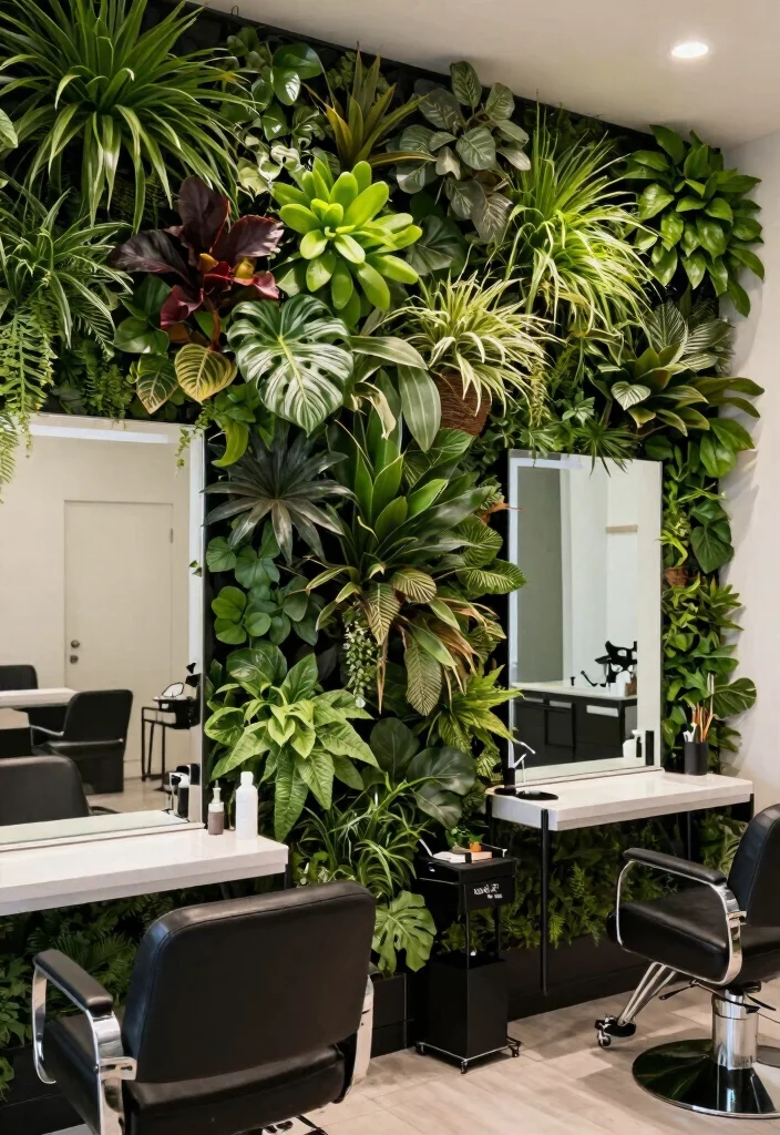 14 Beauty Salon Wall Decor Ideas That Wow Clients 30 14 Beauty Salon Wall Decor Ideas That Wow Clients - 10. Lush Greenery Wall 1