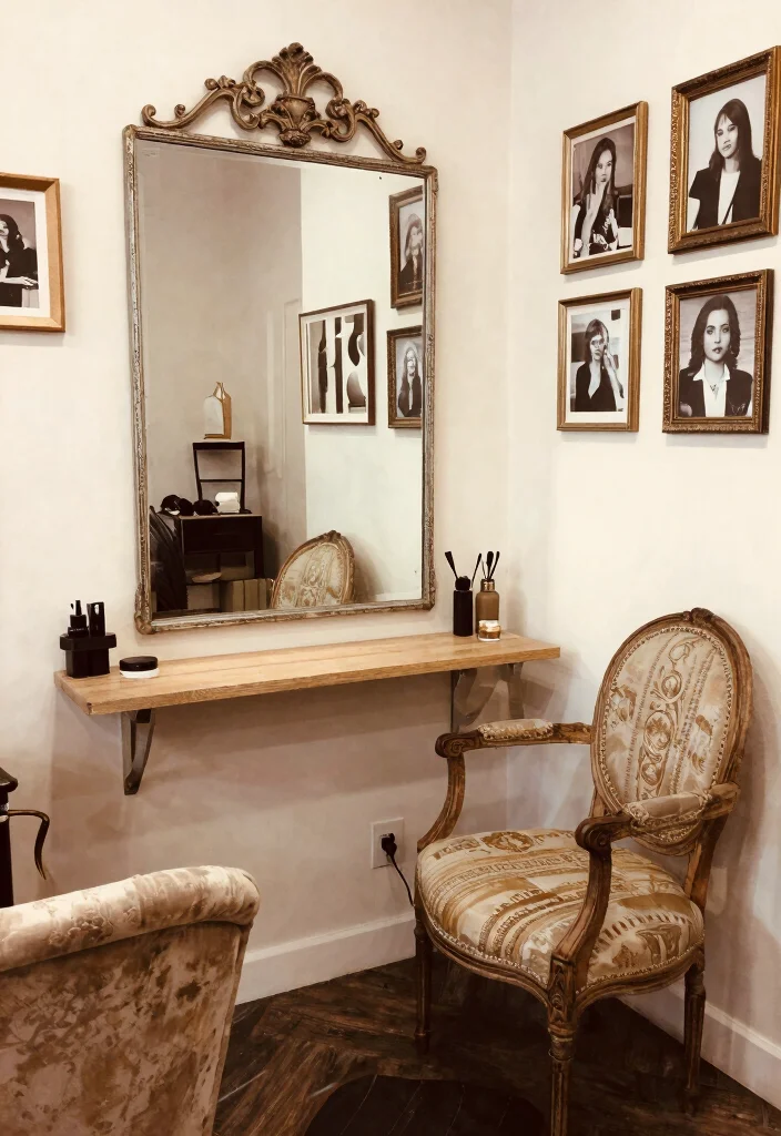 14 Beauty Salon Wall Decor Ideas That Wow Clients 31 14 Beauty Salon Wall Decor Ideas That Wow Clients - 11. Vintage Charm with Antique Pieces 1