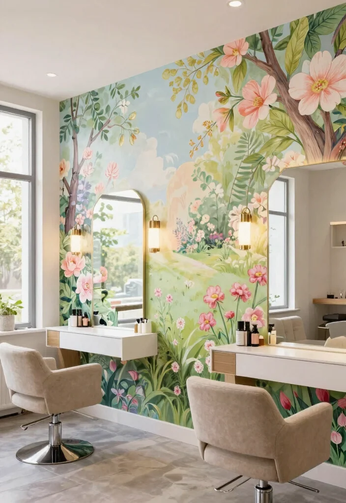 14 Beauty Salon Wall Decor Ideas That Wow Clients 2 14 Beauty Salon Wall Decor Ideas That Wow Clients - 2. Artistic Wall Murals 1
