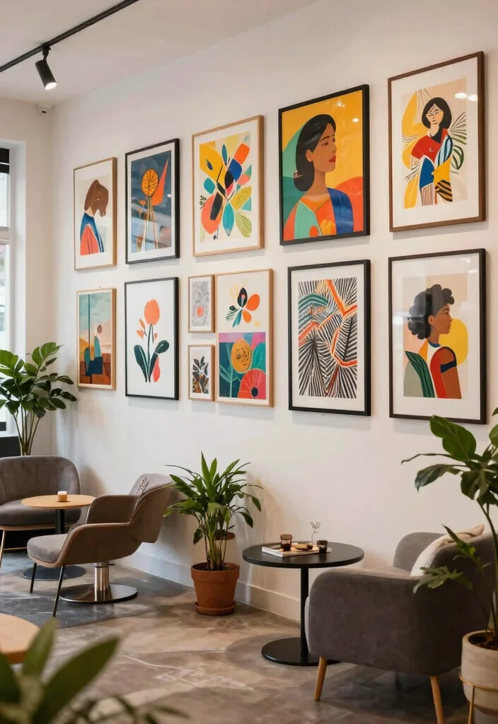 14 Beauty Salon Wall Decor Ideas That Wow Clients 3 14 Beauty Salon Wall Decor Ideas That Wow Clients - 3. Gallery Wall of Local Artists 1