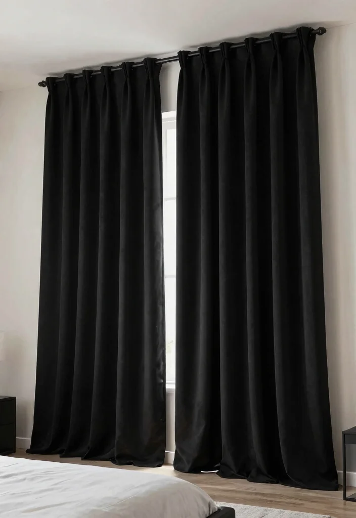 14 Black Curtains Bedroom Ideas That Feel Dramatic & Chic - 14. Statement Window Treatments 1