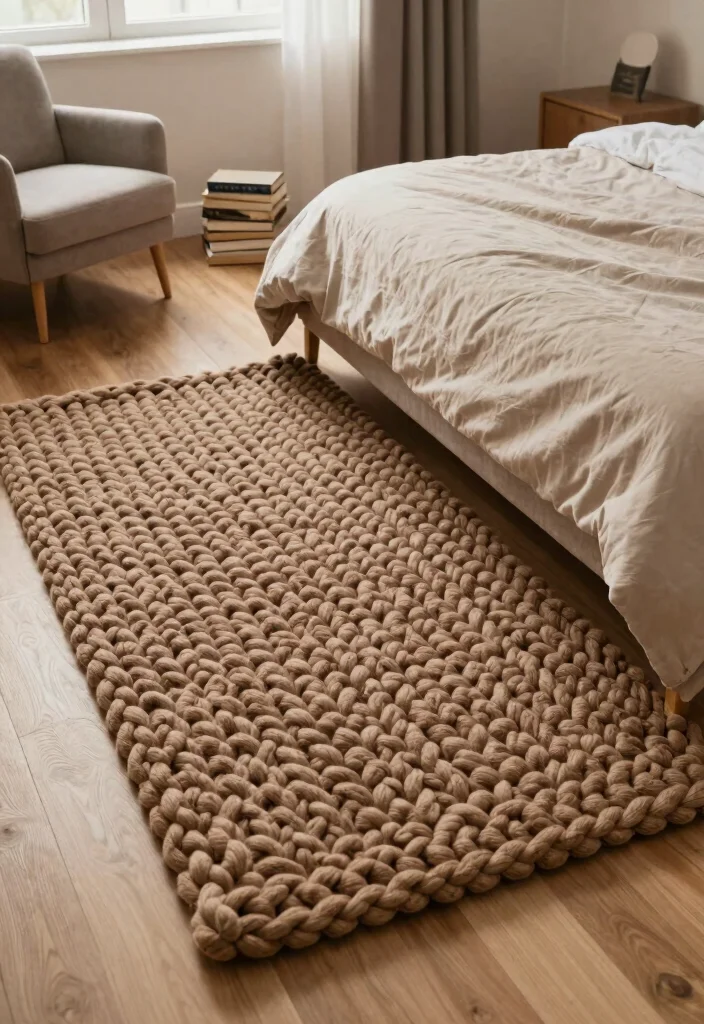 14 Brown Rug Texture Ideas With Cozy Earthy Vibes - 10. Chunky Knit Rugs 1