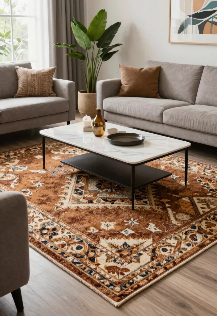 14 Brown Rug Texture Ideas With Cozy Earthy Vibes - 11. Printed Area Rugs 1