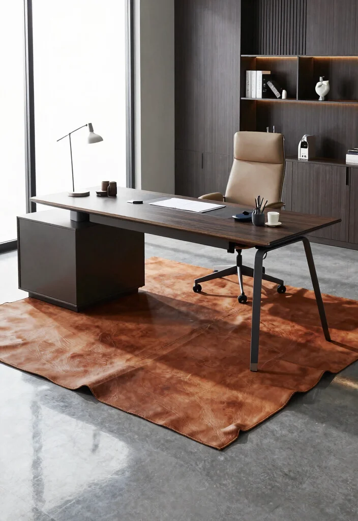 14 Brown Rug Texture Ideas With Cozy Earthy Vibes - 13. Faux Leather Rugs 1