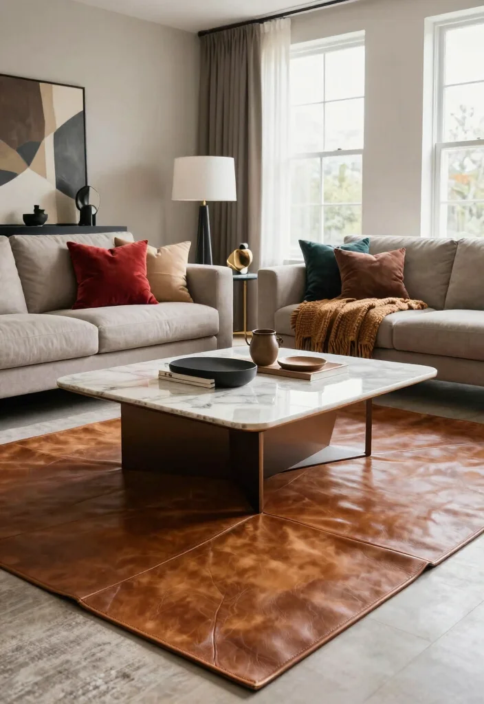 14 Brown Rug Texture Ideas With Cozy Earthy Vibes - 8. Leather Rugs 1