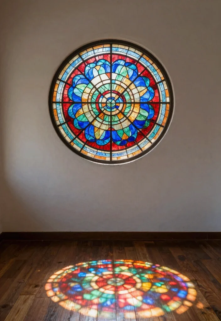 14 Circular Wall Decor Ideas That Soften Your Space - 13. Circular Stained Glass 1
