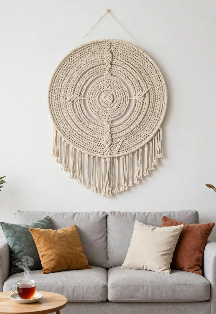 14 Circular Wall Decor Ideas That Soften Your Space - 3. Macramé Wall Hangings 1