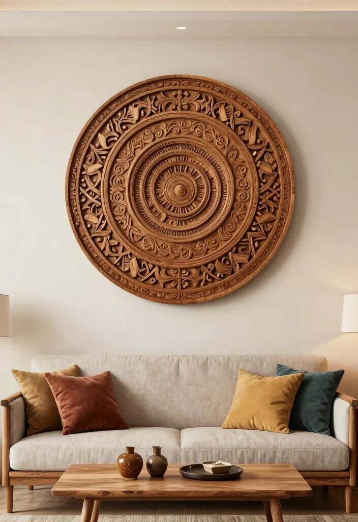 14 Circular Wall Decor Ideas That Soften Your Space - 5. Circular Wooden Wall Art 1