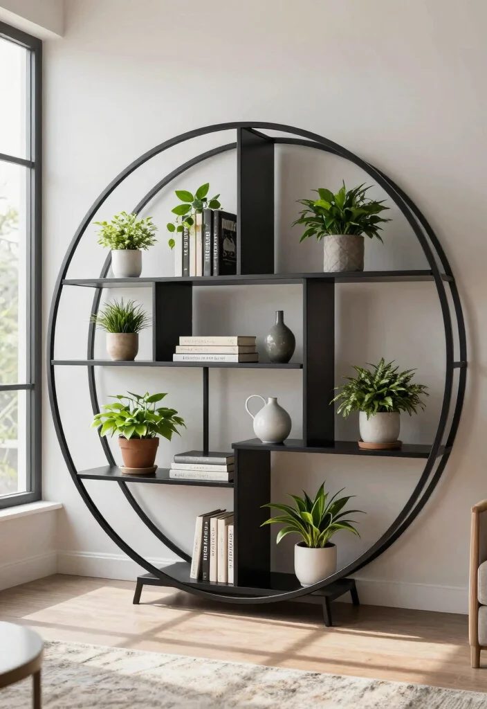 14 Circular Wall Decor Ideas That Soften Your Space - 7. Circular Shelving Units 1