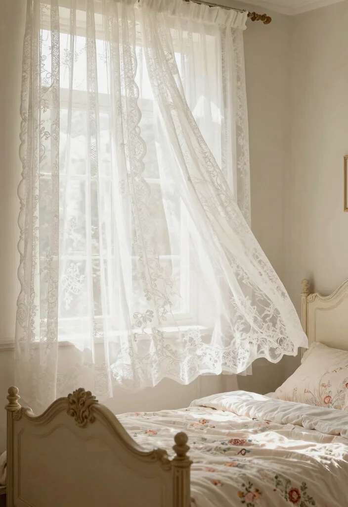 14 Cute Curtains Bedroom Ideas That Feel Dreamy - 5. Vintage Lace Elegance 1