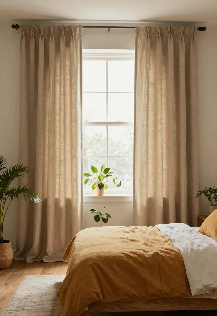 14 Cute Curtains Bedroom Ideas That Feel Dreamy - 7. Earthy Textured Fabrics 1