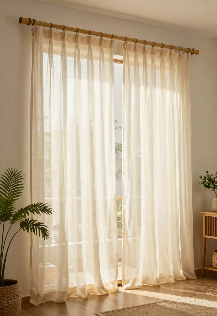 14 Different Ways to Hang Curtains Ideas for a Unique Style - 4. Bamboo Poles for a Natural Look 1