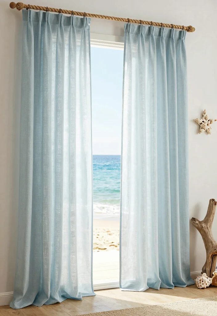 14 Different Ways to Hang Curtains Ideas for a Unique Style - 7. Twisted Rope for a Coastal Vibe 1