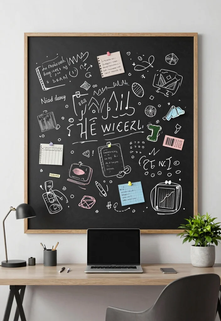 14 Home Office Wall Decor Ideas That Boost Creativity 15 14 Home Office Wall Decor Ideas That Boost Creativity - 5. Whiteboard or Chalkboard Wall 1