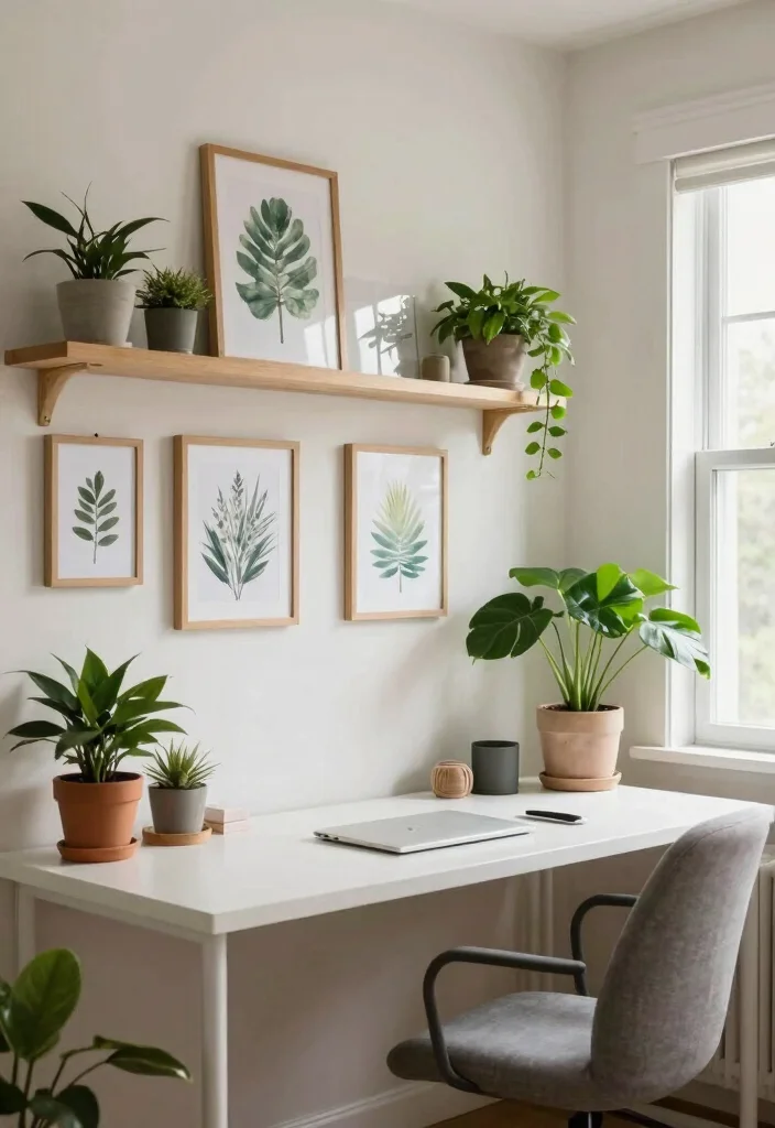 14 Home Office Wall Decor Ideas That Boost Creativity 16 14 Home Office Wall Decor Ideas That Boost Creativity - 6. Nature-Inspired Decor 1