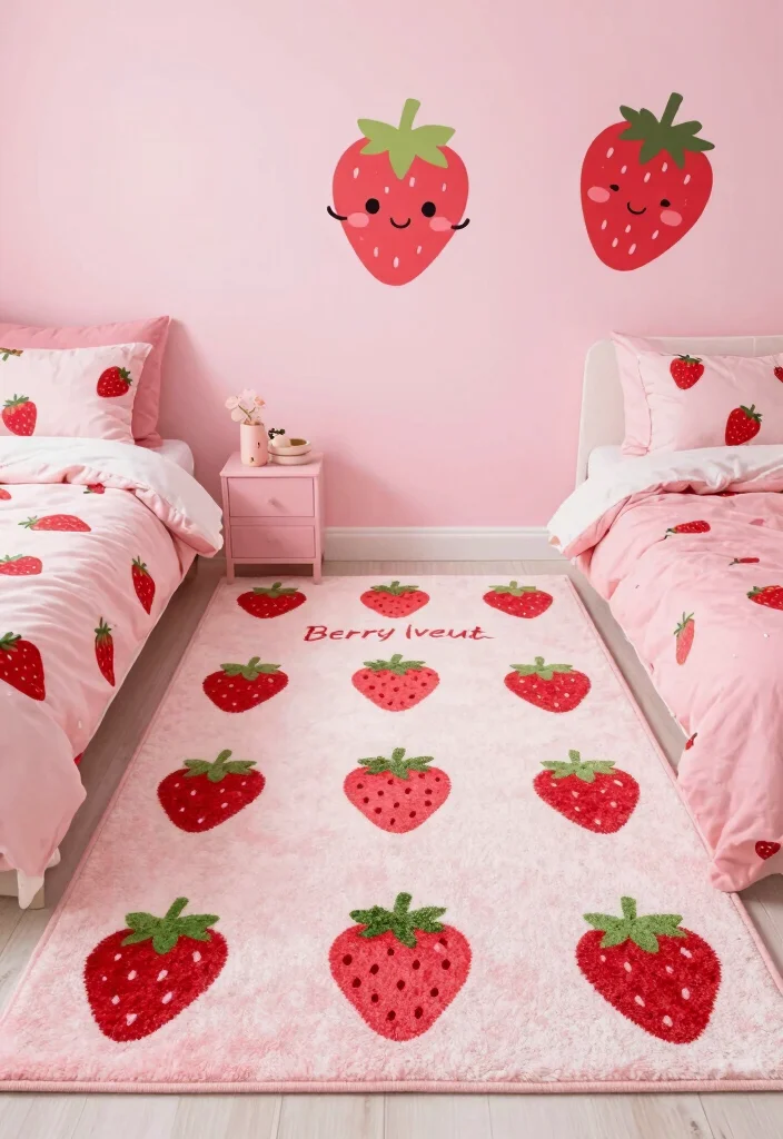 15 Berry Avenue Decals Rug Ideas That Look Super Cute - 3. Sweet Strawberry Dreams 1