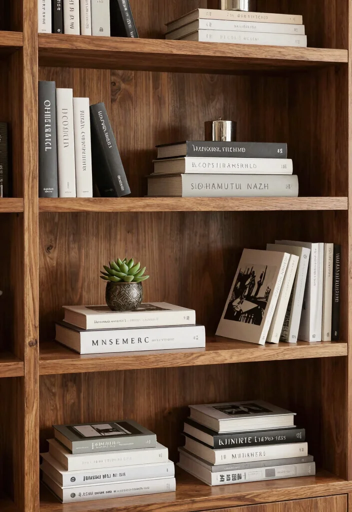 15 Books on Shelf Ideas That Look Styled & Smart 12 15 Books on Shelf Ideas That Look Styled & Smart - 2. Horizontal Stacking 1