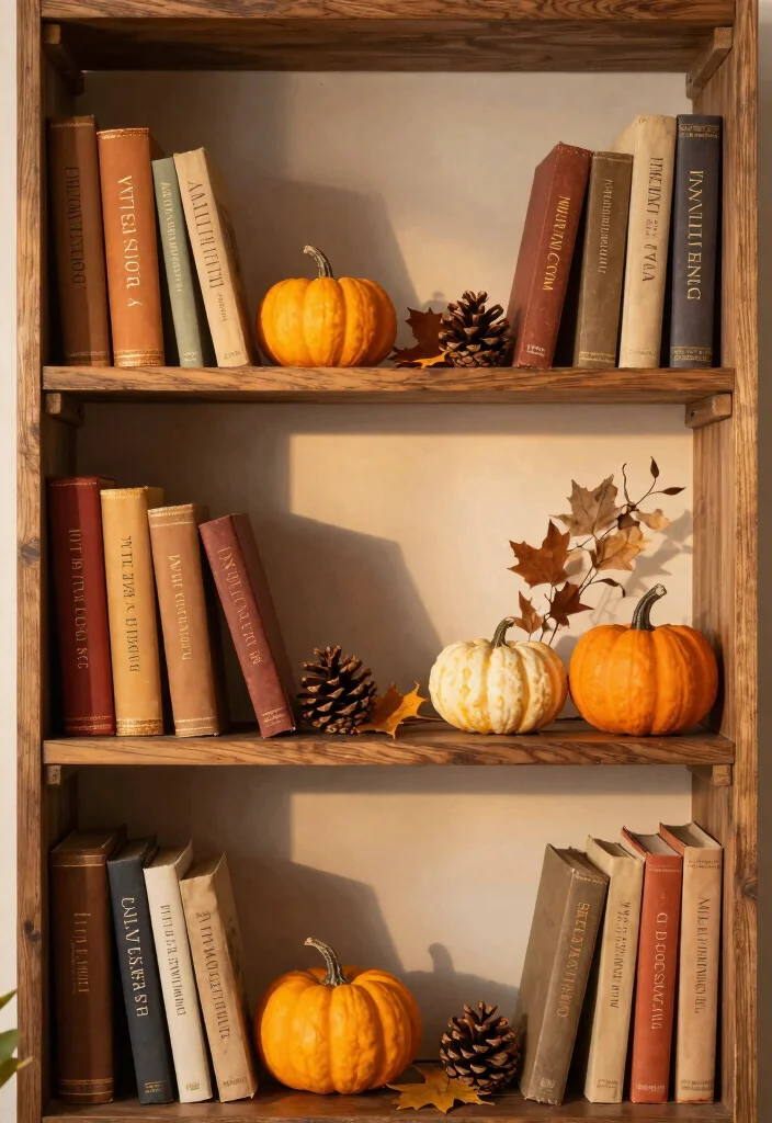 15 Books on Shelf Ideas That Look Styled & Smart 46 15 Books on Shelf Ideas That Look Styled & Smart - 6. Seasonal Decor 1