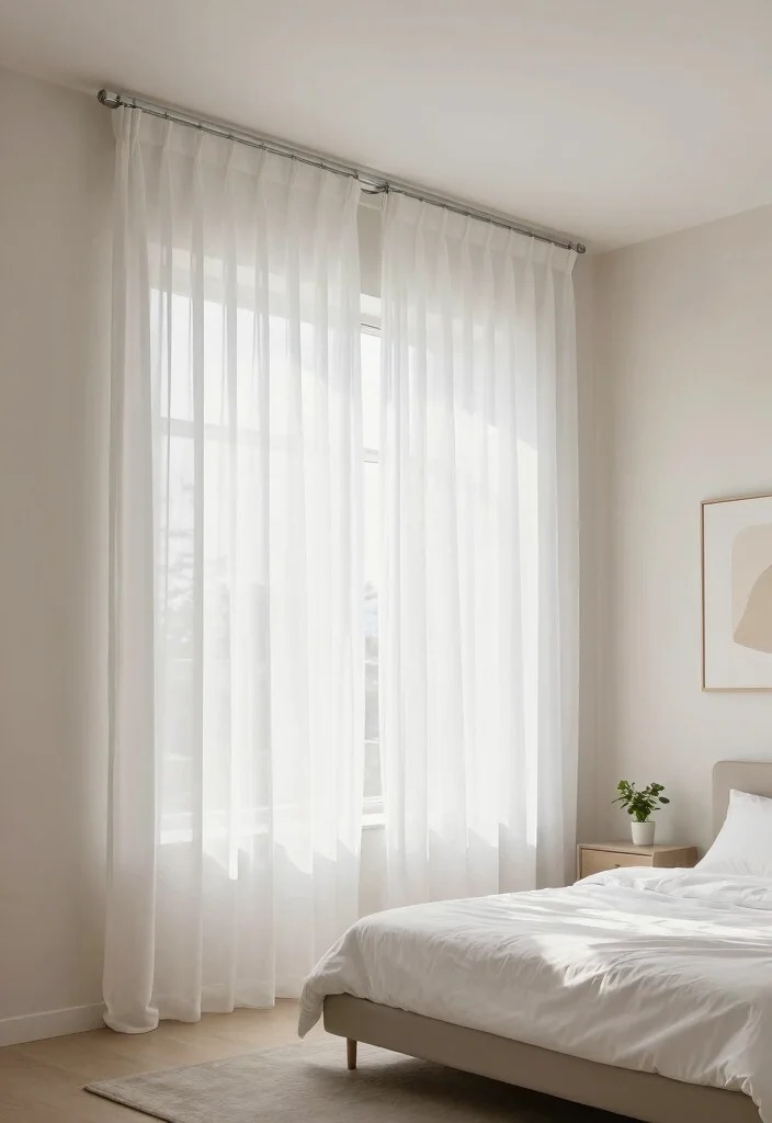 15 Ceiling Track Curtains Ideas for a Sleek Look 1 15 Ceiling Track Curtains Ideas for a Sleek Look - 1. Sheer Elegance 1