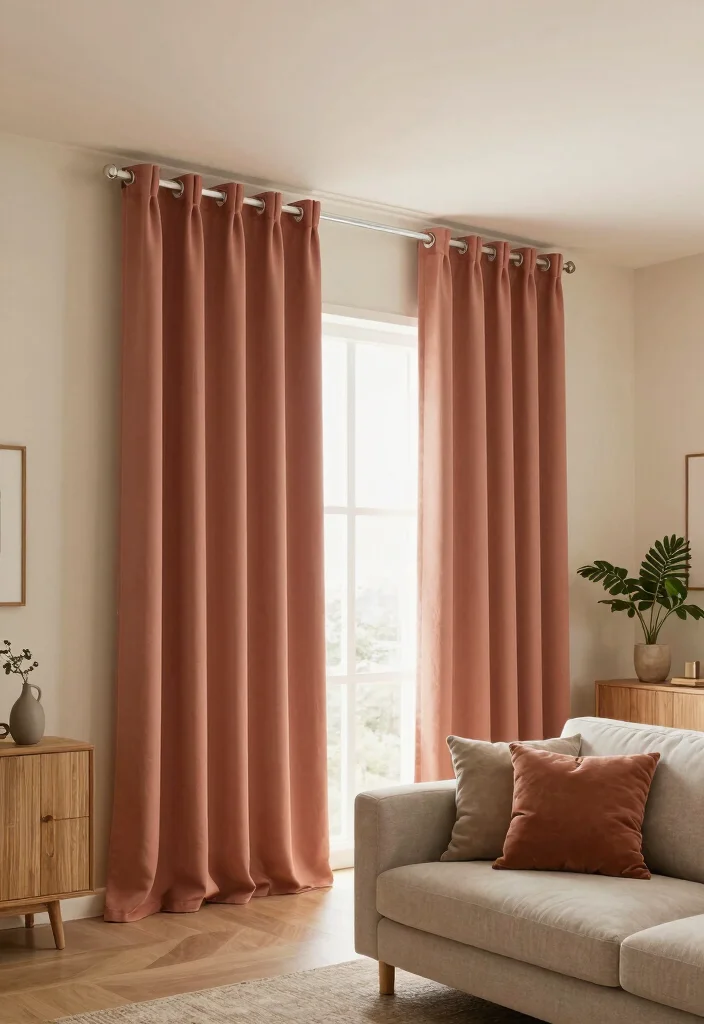 15 Ceiling Track Curtains Ideas for a Sleek Look 26 15 Ceiling Track Curtains Ideas for a Sleek Look - 6. Earthy Tones 1
