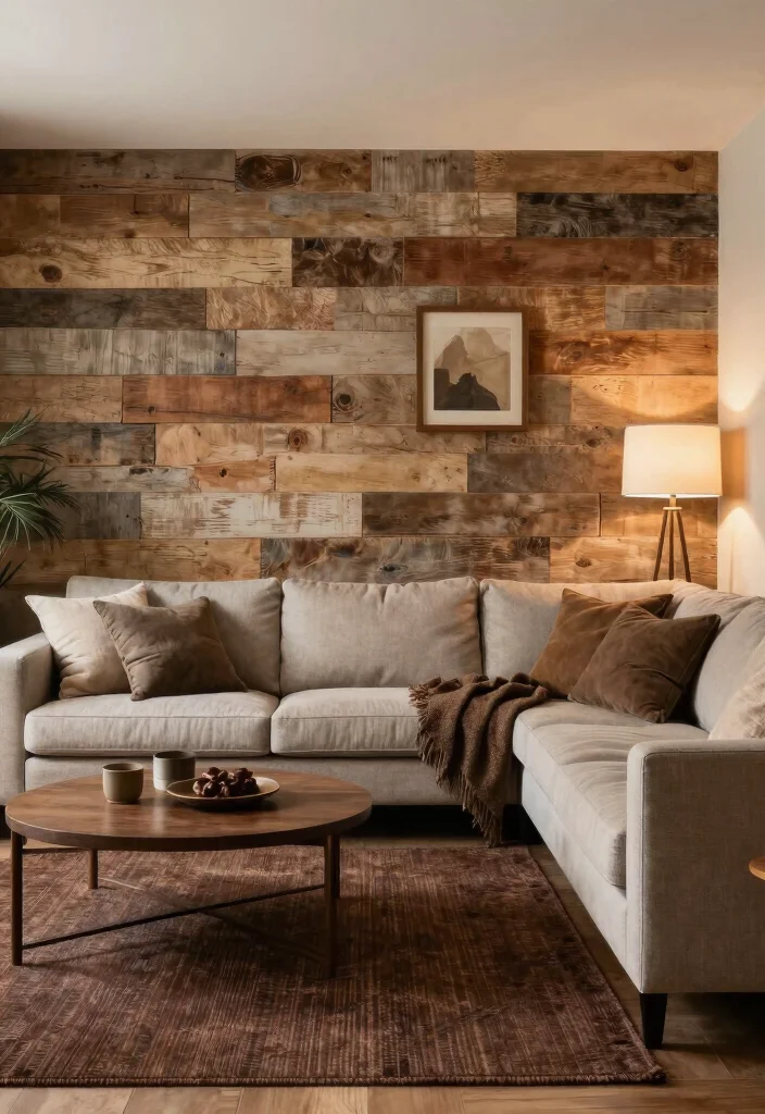 15 Dark Brown Rug Living Room Ideas With Rich Warmth - 6. Textured Wall Treatments 1