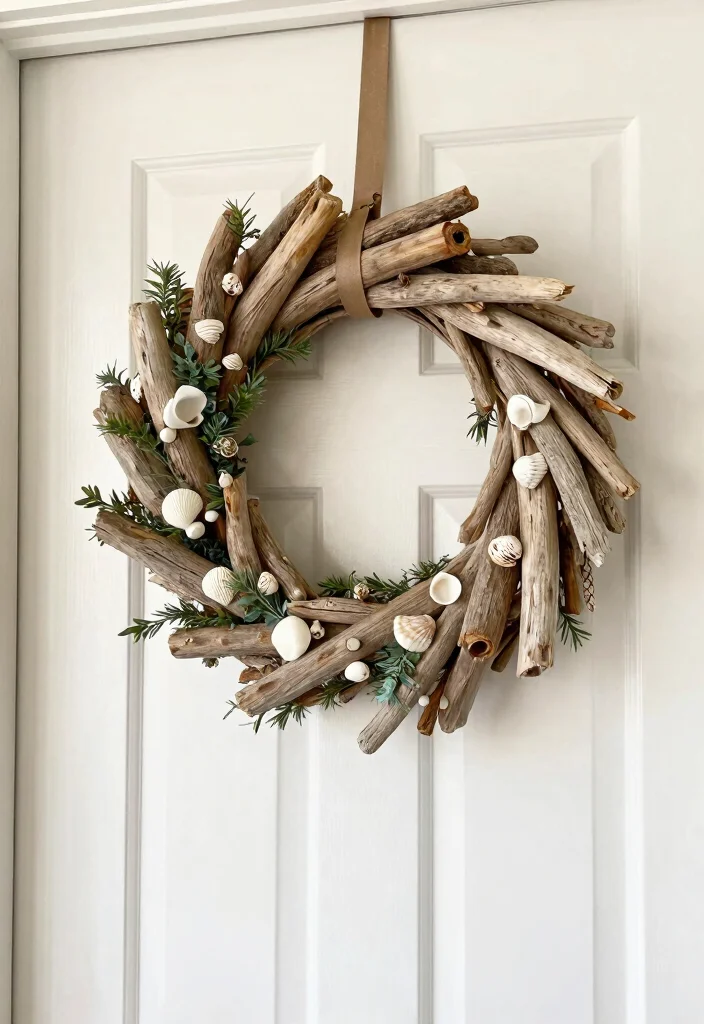 15 Driftwood Wall Decor Ideas With Coastal Charm 53 15 Driftwood Wall Decor Ideas With Coastal Charm - 13. Driftwood Beach-Themed Wreath 1