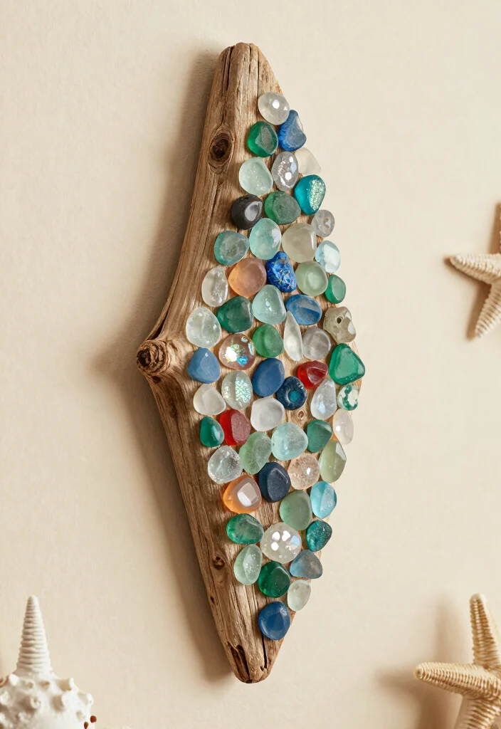15 Driftwood Wall Decor Ideas With Coastal Charm 54 15 Driftwood Wall Decor Ideas With Coastal Charm - 14. Driftwood and Sea Glass Art 1