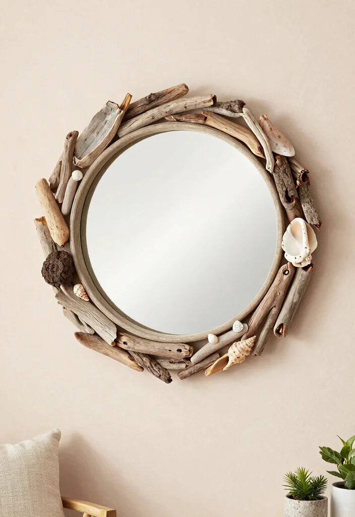 15 Driftwood Wall Decor Ideas With Coastal Charm 2 15 Driftwood Wall Decor Ideas With Coastal Charm - 2. Driftwood Mirror Frame 1