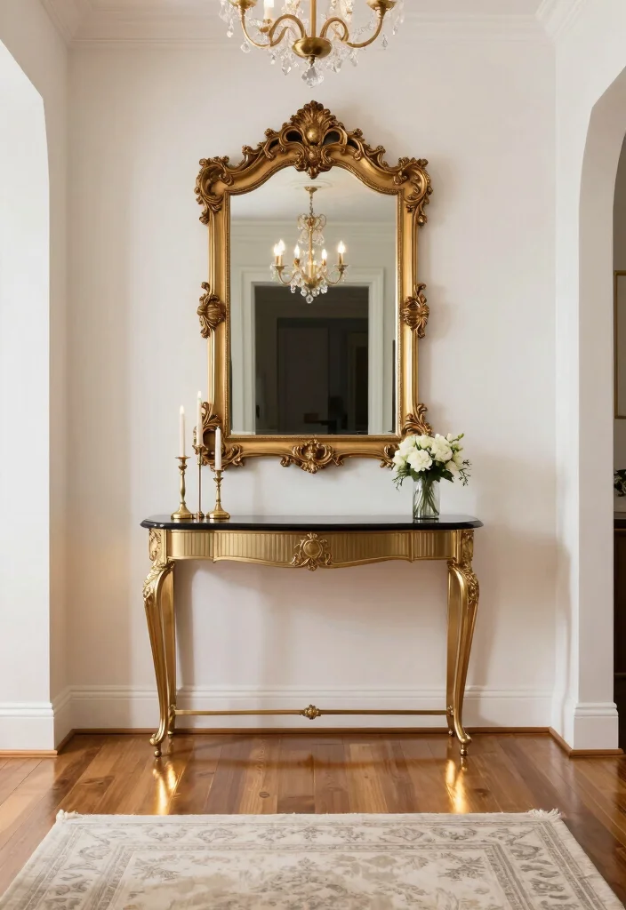 15 Gold Wall Decor Ideas That Add Instant Glam - 1. Glamorous Gold Mirror 1