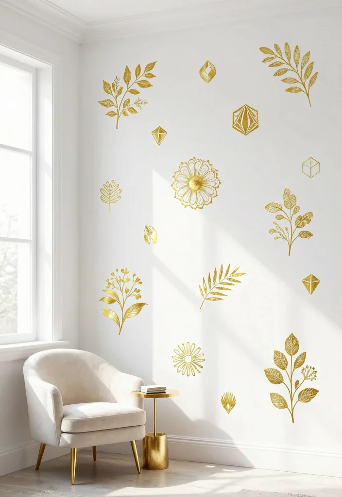15 Gold Wall Decor Ideas That Add Instant Glam - 10. Luxe Gold Wall Decals 1