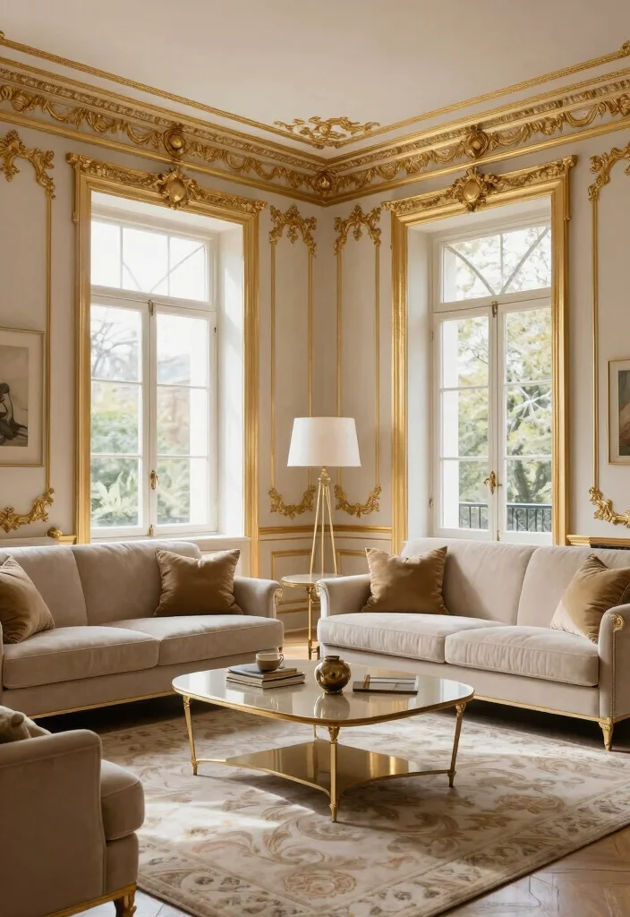 15 Gold Wall Decor Ideas That Add Instant Glam - 15. Gold Accent Moldings 1