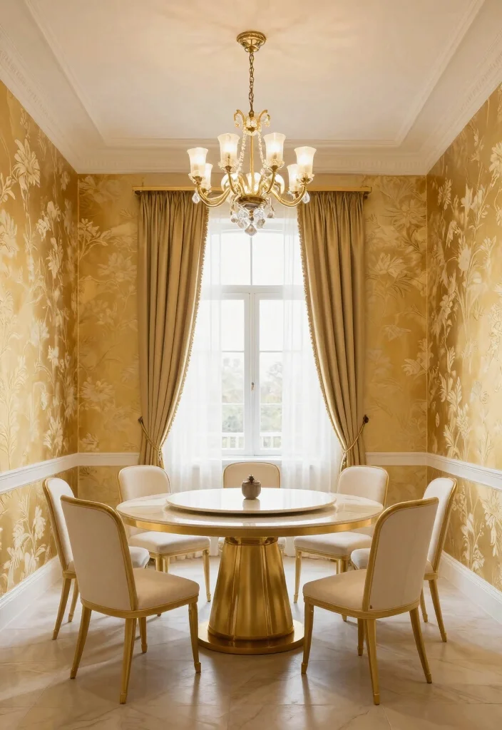 15 Gold Wall Decor Ideas That Add Instant Glam - 5. Gold Accent Wallpaper 1