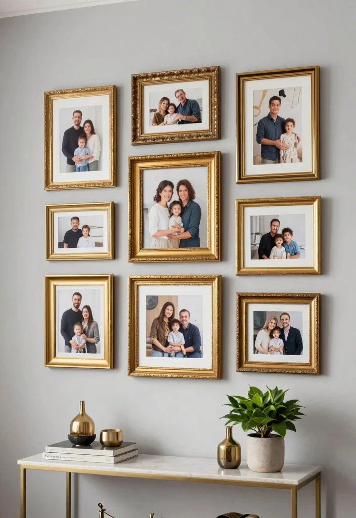 15 Gold Wall Decor Ideas That Add Instant Glam - 6. Majestic Gold Frames 1