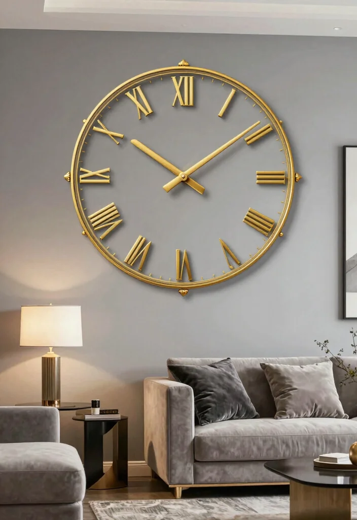 15 Gold Wall Decor Ideas That Add Instant Glam - 9. Stunning Gold Clock 1
