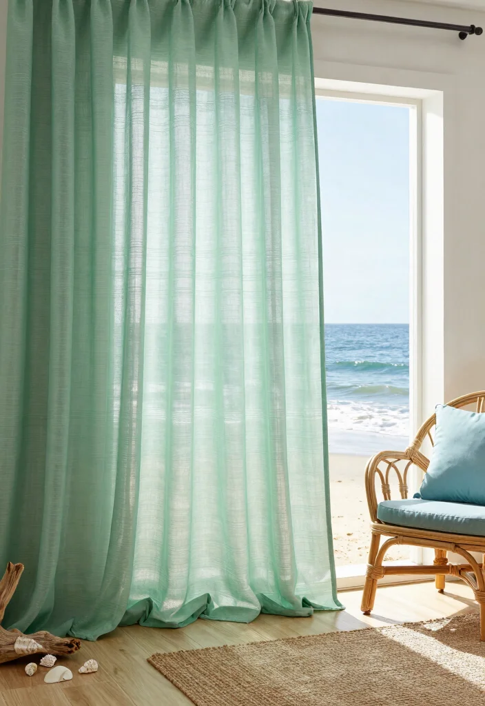 15 Green Sheer Curtains Ideas for Soft Natural Light - 4. Nautical Vibes 1