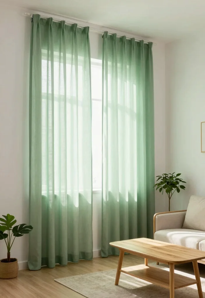 15 Green Sheer Curtains Ideas for Soft Natural Light - 5. Ideal for Small Spaces 1