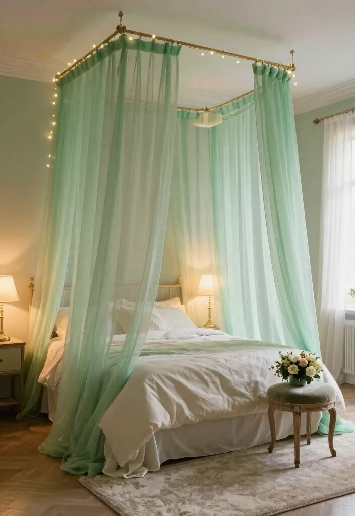 15 Green Sheer Curtains Ideas for Soft Natural Light - 9. Romantic Touch 1