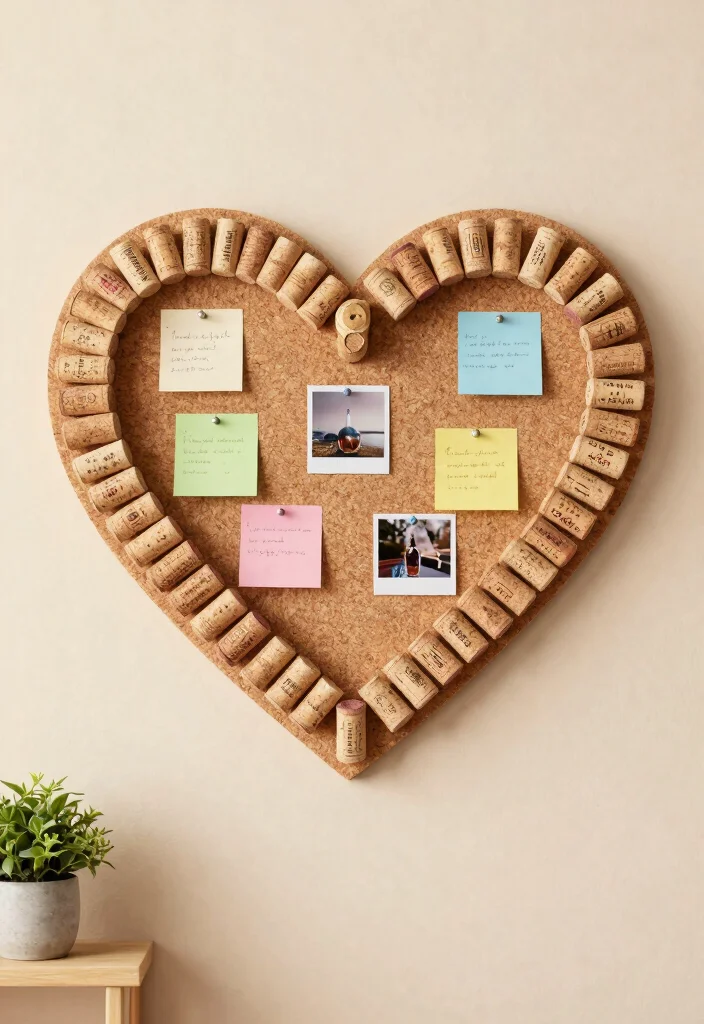 15 Heart Shape Wall Decor Ideas That Feel Sweet & Romantic - 13. Heart Shape Cork Board Art 1