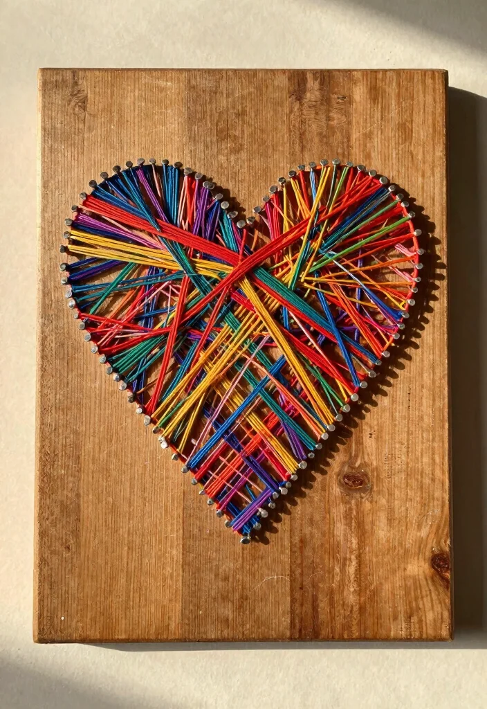 15 Heart Shape Wall Decor Ideas That Feel Sweet & Romantic - 6. Heart-Shaped String Art 1