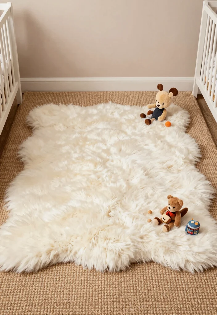 15 Nursery Area Rug Ideas That Feel Soft & Sweet 50 15 Nursery Area Rug Ideas That Feel Soft & Sweet - 10. Textured Layering 1
