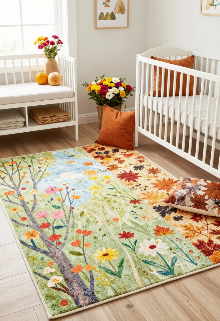 15 Nursery Area Rug Ideas That Feel Soft & Sweet 55 15 Nursery Area Rug Ideas That Feel Soft & Sweet - 15. Seasonal Swap Rugs 1