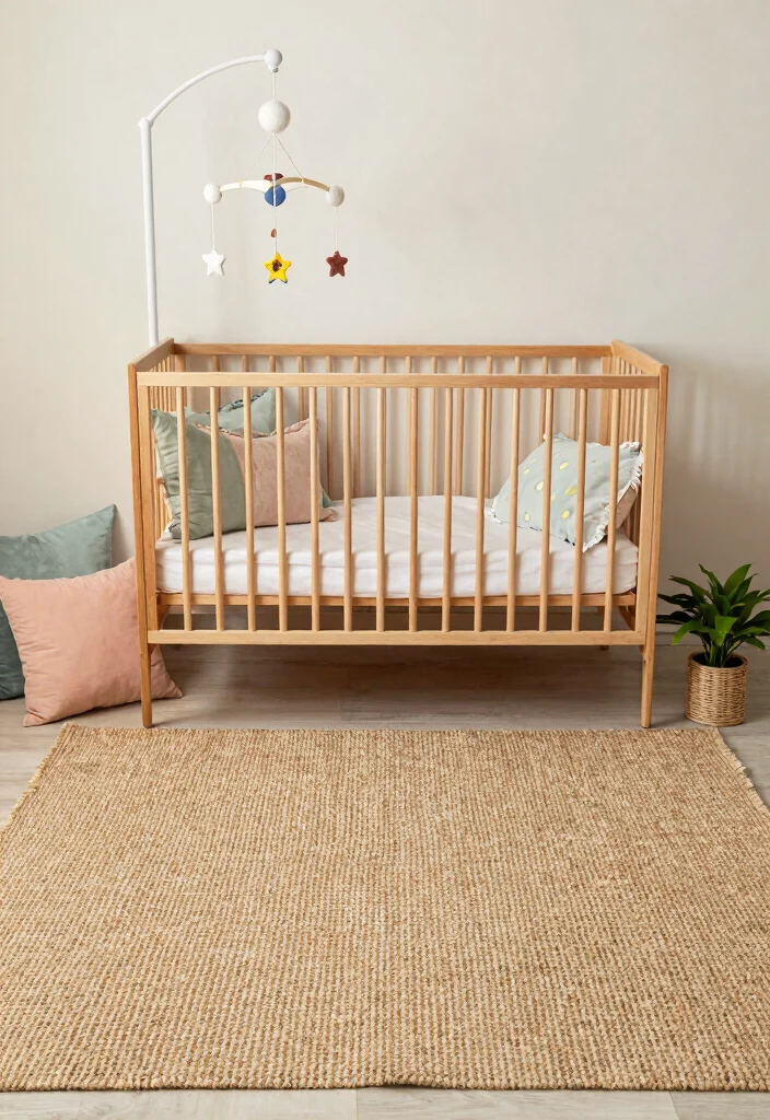 15 Nursery Area Rug Ideas That Feel Soft & Sweet 2 15 Nursery Area Rug Ideas That Feel Soft & Sweet - 2. Jute for Natural Charm 1