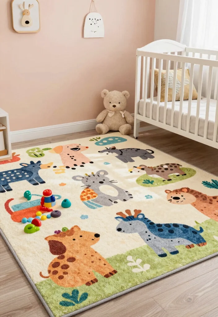 15 Nursery Area Rug Ideas That Feel Soft & Sweet 15 15 Nursery Area Rug Ideas That Feel Soft & Sweet - 5. Playful Printed Rugs 1