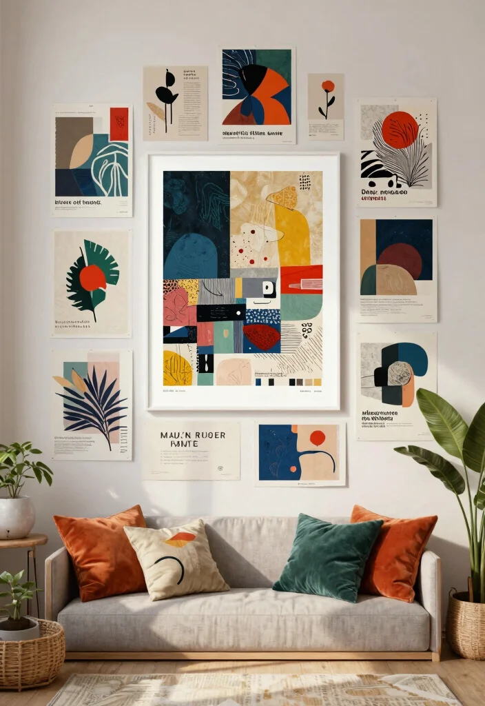 15 Poster Aesthetic Room Ideas That Feel Trendy - 7. Artistic Expression with Mixed Media 1