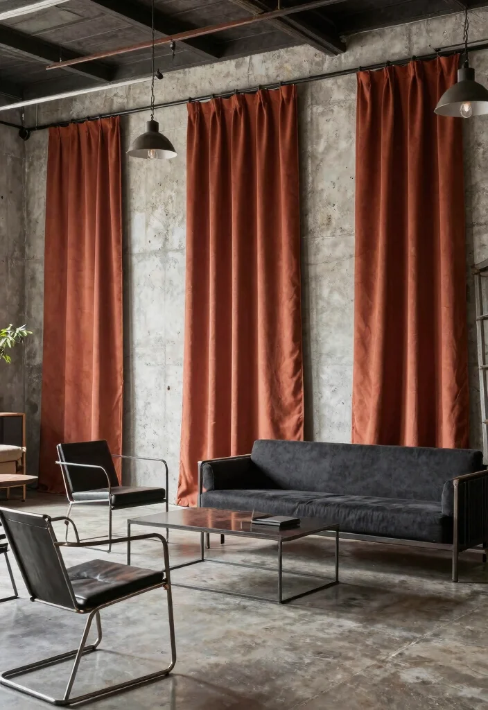15 Terracotta Curtains Living Room Ideas With Warm Tones 50 15 Terracotta Curtains Living Room Ideas With Warm Tones - 10. Urban Industrial Style 1