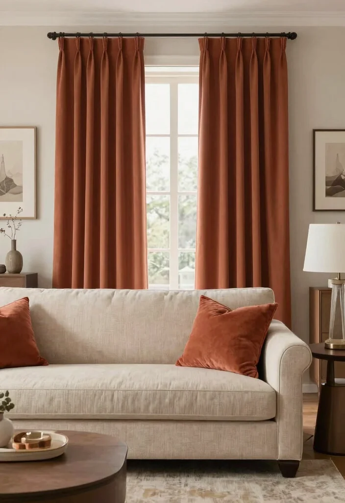 15 Terracotta Curtains Living Room Ideas With Warm Tones 61 15 Terracotta Curtains Living Room Ideas With Warm Tones - 11. Classic Neutral Tones with Terracotta 1