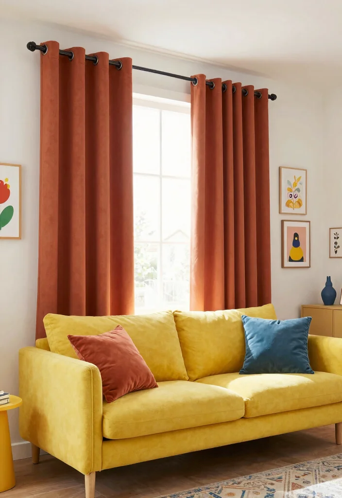 15 Terracotta Curtains Living Room Ideas With Warm Tones 62 15 Terracotta Curtains Living Room Ideas With Warm Tones - 12. Bright and Cheerful with Terracotta 1